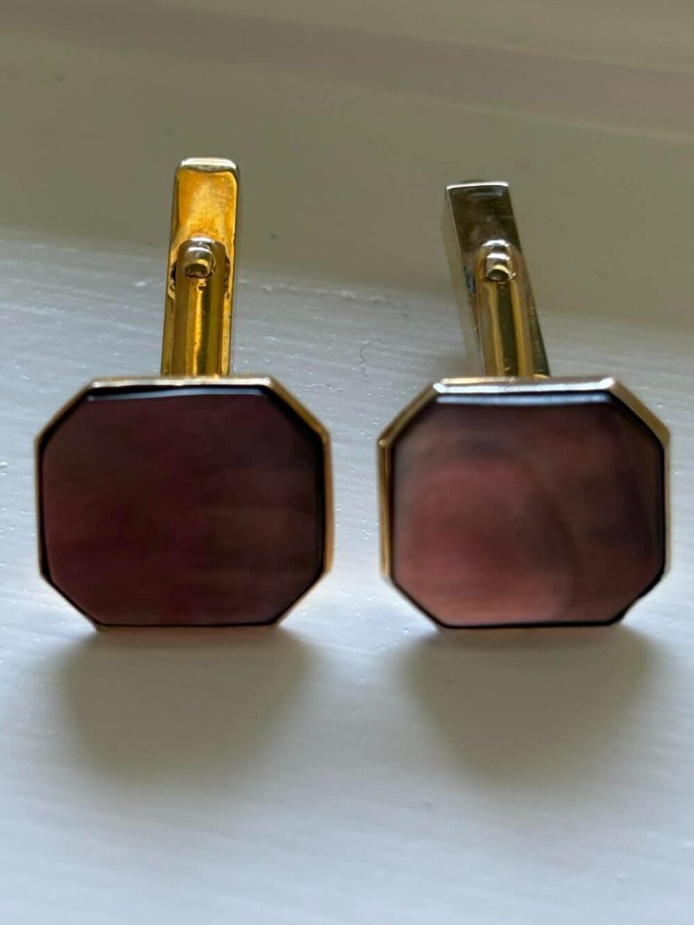 Vintage Swank Mother of Pearl Gold Tone Cufflinks